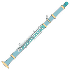 Vibrant Turquoise Clarinet Flat Design Graphic Illustrating Musical Woodwind Instrument Art