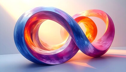 Colorful Infinity Symbol Sculpture with Light and Shadow.