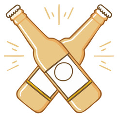 Two Crossed Beer Bottles Icon, Celebrate, Party, Beverage, Fun