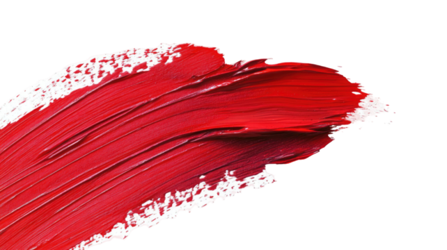Grunge red brush stroke with textured finish, perfect for abstract art, design, and creative background visuals isolated on white background