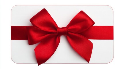 A red ribbon tied in a bow is on a white background