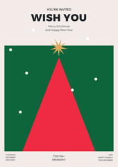 christmas tree invitation vector illustration