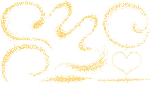 Effet s de formes a paillettes dor&eacute; sur fond transparent.