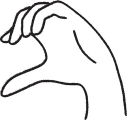 手描きペイントタッチのほっぺハート右側、手のひら側、左手　Adobe Illustrator Artwork