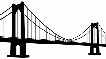 Obraz premium Black and white silhouette of a suspension bridge
