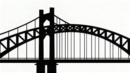 Obraz premium Black and white silhouette of a bridge