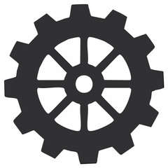 Silhouette illustration of gear wheel, mechanical cog, engineering concept.