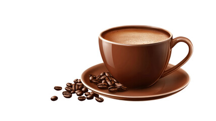 Fototapeta premium Coffee in cup with rich dark brew and smooth crema clearly displayed for comforting morning beverage visuals isolated on white background