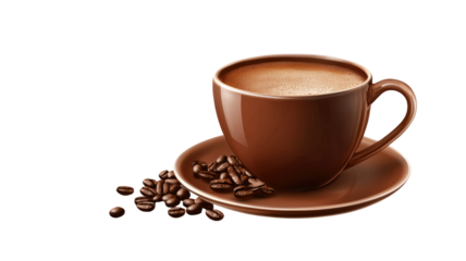 Coffee in cup with rich dark brew and smooth crema clearly displayed for comforting morning beverage visuals isolated on white background