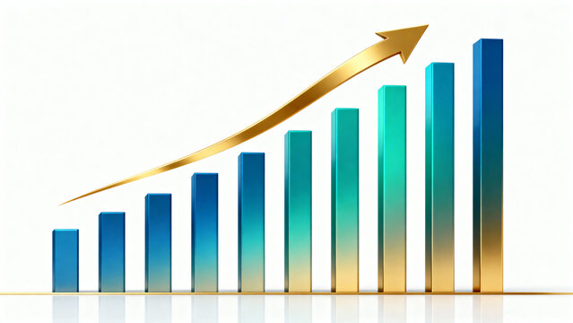 Increasing bar chart with arrow