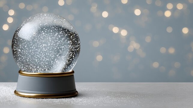A glass snow globe sits on a table - Powered by Adobe