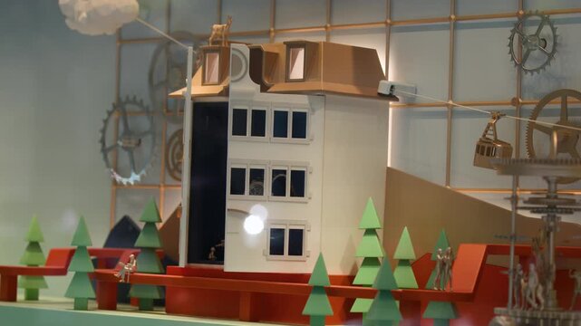 Mechanical Cuckoo Clock Model Opens in Store Window Display
