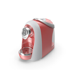 red single-serve coffee maker with smooth glossy body and rounded shape