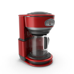 compact red single-serve coffee maker with curved modern body design