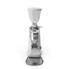 Modern automatic coffee grinder machine with white body and transparent hopper