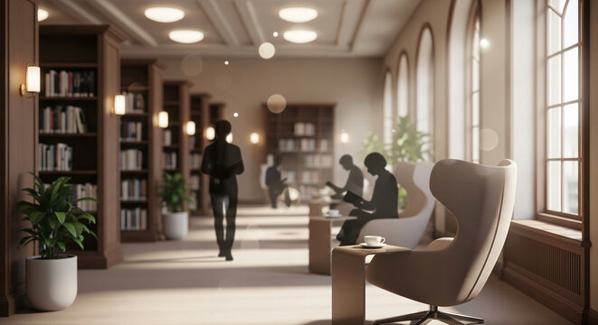 Abstract blurred modern library background, for home decor, wall art, digital art print, wallpaper, background