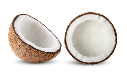 Fototapeta premium Half coconut isolated on transparent png ( image from camera )