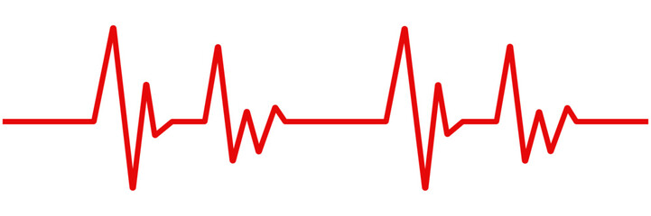 Red heartbeat line icon with transparent background, representing a cardiac rhythm, EKG or ECG trace, medical vital sign monitor, healthcare symbol, and life monitoring design, vector illustration