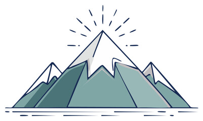 Vector illustration of a majestic mountain range with a triumphant, glowing peak