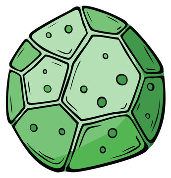 Cartoon Green Geode with Polygons and Spots. Decorative Gemstone. Mineral Vector Illustration