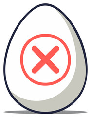 Obraz premium Egg shape with red X symbol illustration, error, check, mark, wrong concept