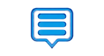 A blue speech bubble icon with a modern, glossy finish