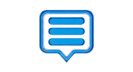 A blue speech bubble icon with a modern, glossy finish