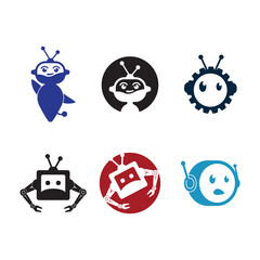Robot logo vector icon template