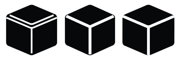 butter cube minimal food icon set, black color and white background