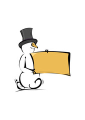 Schneemann mit Schild