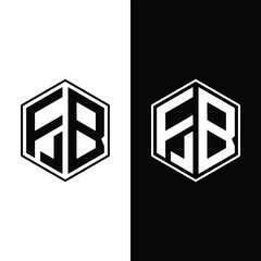 Modern FB Monogram Logo Hexagon Shape Stock Vector And Vector Art.