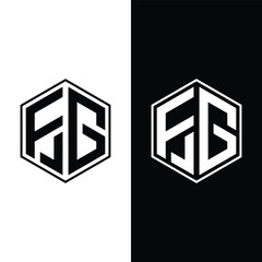 Letter FG creative hexagonal shape modern unique abstract polygon monogram logo Stock Vector.