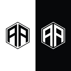 Creative Letter AA hexagon Monogram Logo Design Icon Template White and Black Background.
