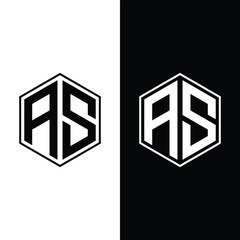 Letter AS Hexagon Modern Unique Shape Monogram Logo Stock Vector and Vector Art.
