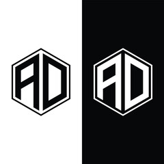 AD hexagon letter logo design concept Stock Vector And Vector Art.