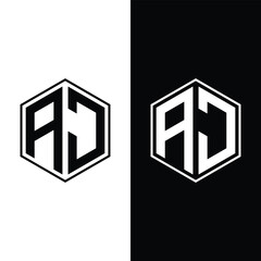 Creative Letter AC hexagon Monogram Logo Design Icon Template White and Black Background.