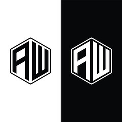 Monogram Letter AW hexagon Logo Design Stock Vector And Vector Art.