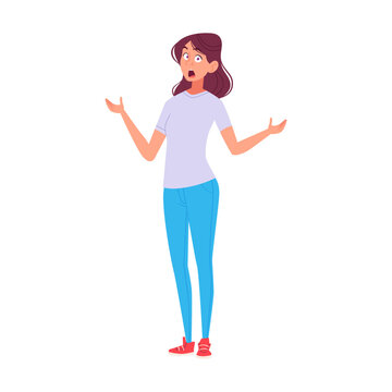 Surprised Woman Cartoon Illustration Expressing Shock