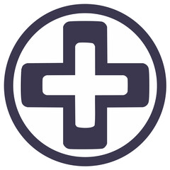 Fototapeta premium Medical Cross Symbol, Health Care Graphic, Simple Design Element, Round Shape