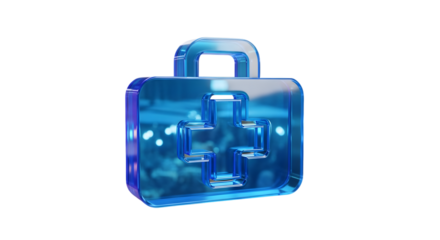 Blue medical briefcase with a cross symbol