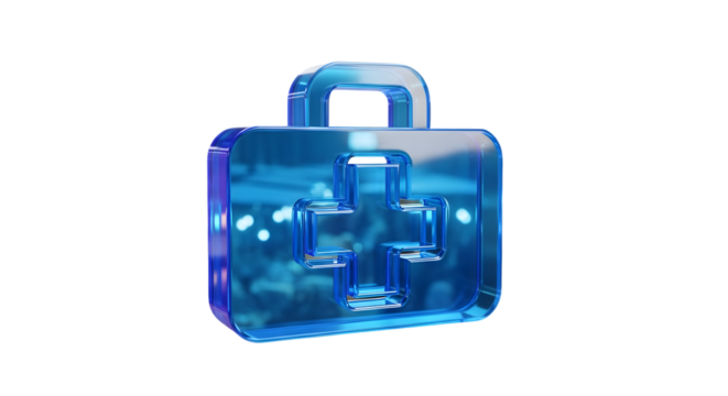 Blue medical briefcase with a cross symbol