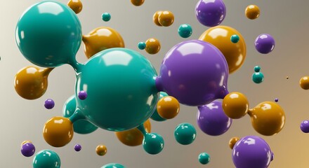 鮮やかな色彩と美しい光沢を持つ大小様々な抽象的な球体が柔らかい光の中で軽やかに浮遊し空間に幻想的で躍動的なモダンな視覚効果を生み出す. AI Generated