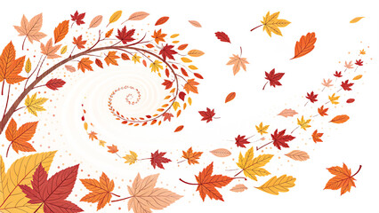 Obraz premium Whimsical autumn leaves swirl in a delightful dance, creating a vibrant and enchanting display of seasonal beauty isolated on transparent background