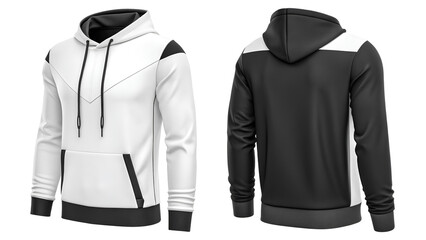 Blank black and white Men’s Hoodie Mockup – Front View Apparel Template for Designers