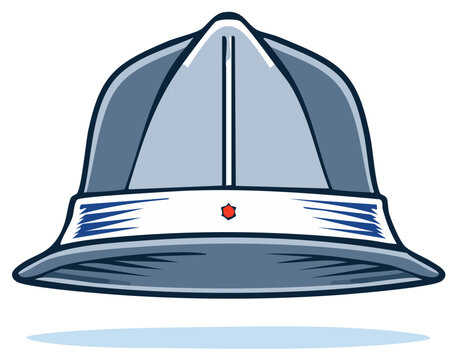 Stylized Pith Helmet Icon, Sun Helmet Illustration, Tropical Headwear Graphic, Blue and Gray Helmet Design