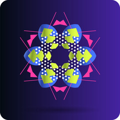 Symmetrical composition of geometric shapes. Abstract element for design. Vector illustration in a flat style with simple shapes.