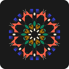 Symmetrical composition of geometric shapes. Abstract element for design. Vector illustration in a flat style with simple shapes.