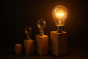 Inspiring growth and progress concept. glowing light bulb idea represents success, innovation, strategy, and investment, charting path to brilliant future