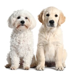 Obraz premium Two adorable puppies pose side-by-side, captured in a studio setting