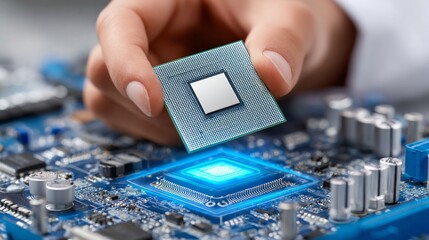 A person is holding a computer chip in their hand